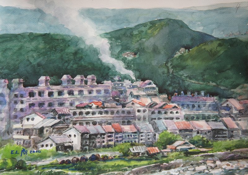 鳶嘴山下水彩賞析4